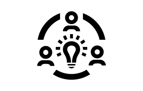 Icon Circle with three heads for panel discussions